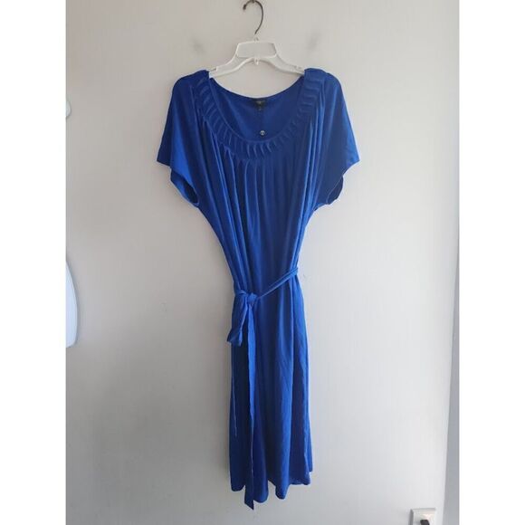 NWT Talbots Women Blue Jersey Knit T-Shirt Midi Tie Waist Dress size 3X - Picture 8 of 9